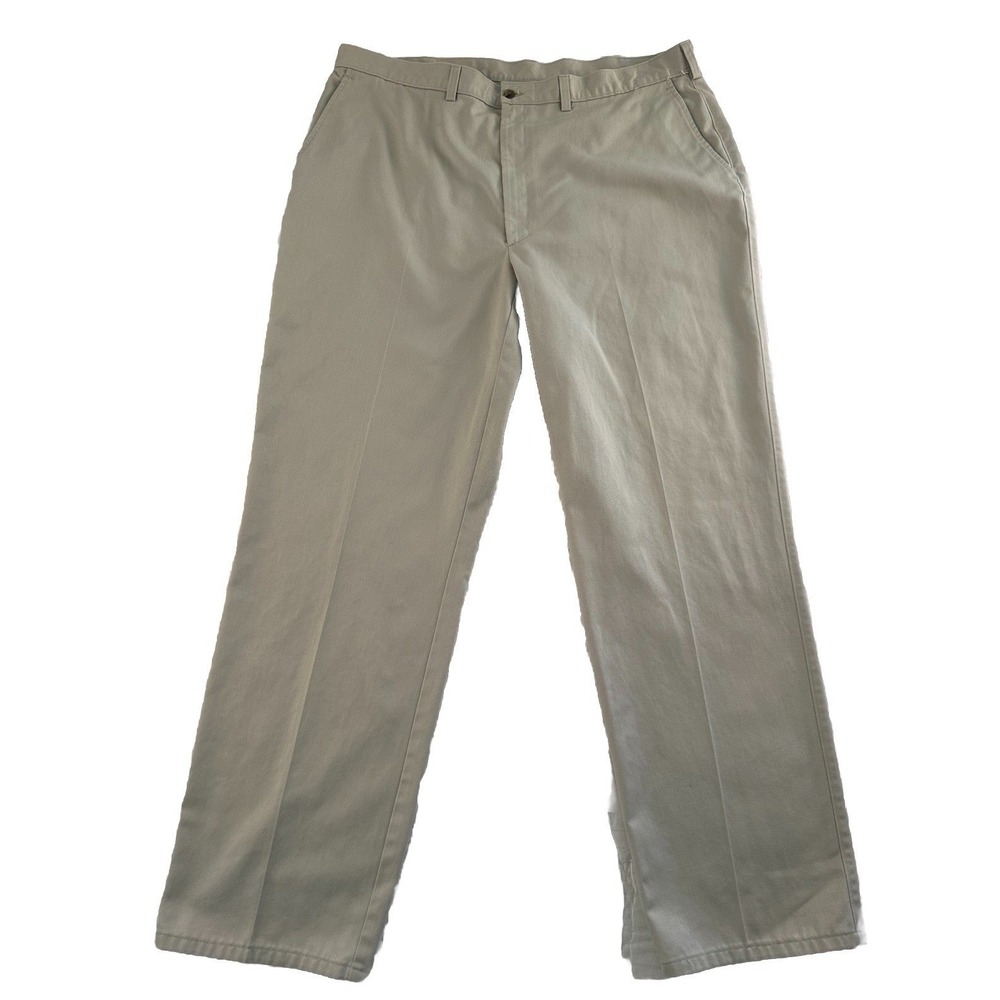 St. John's Bay Men's Khaki Pants 42‎ x 32 Classic Fit Flat Front Cotton